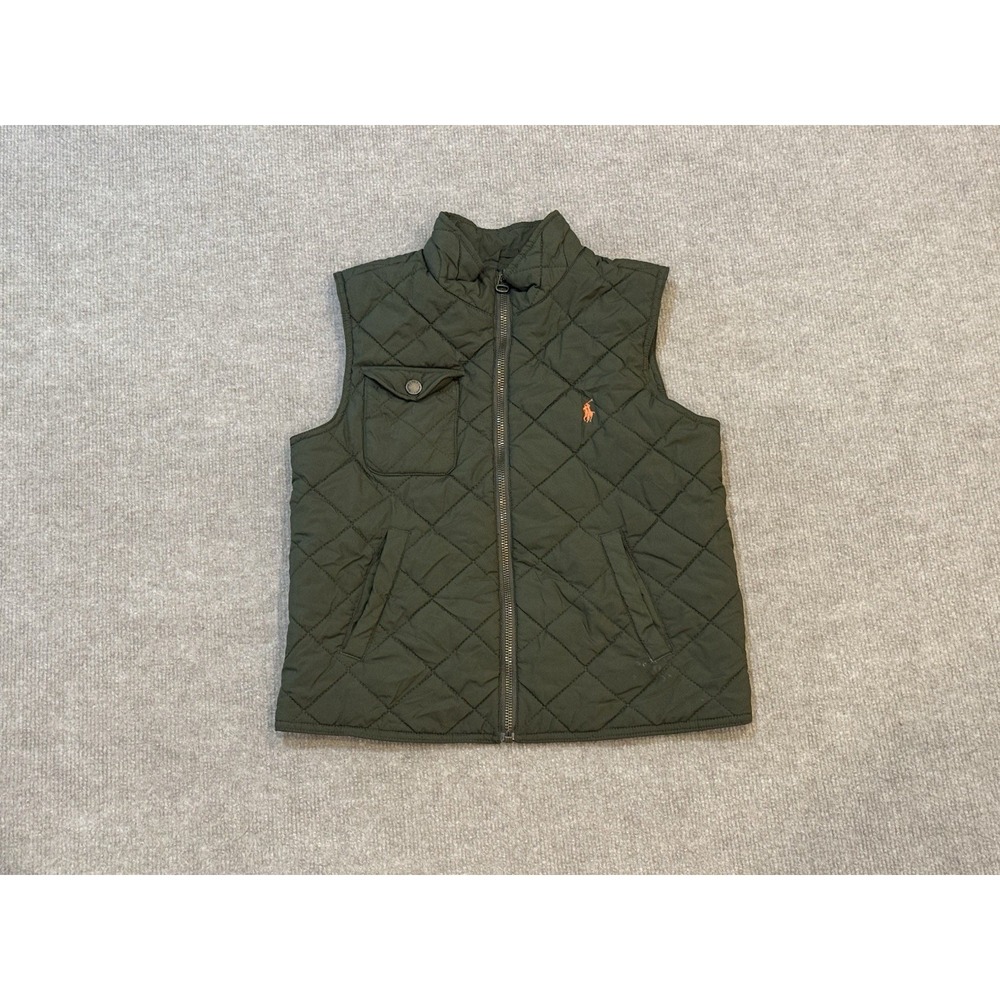 Polo Ralph Lauren Boys Green Quilted Full-Zip Vest w/ Pockets Size S (7)